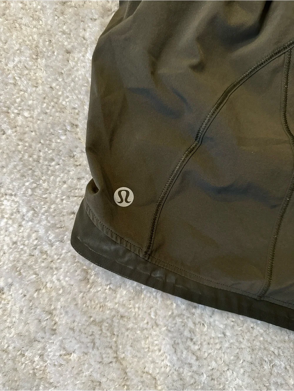 lululemon athletica Dark Olive Women's Athletic Shorts with Reflective Trim